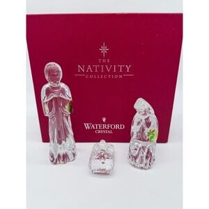 Waterford Crystal Nativity Holy Family 3 Pc Set Mary Joseph Baby Jesus w/ Box